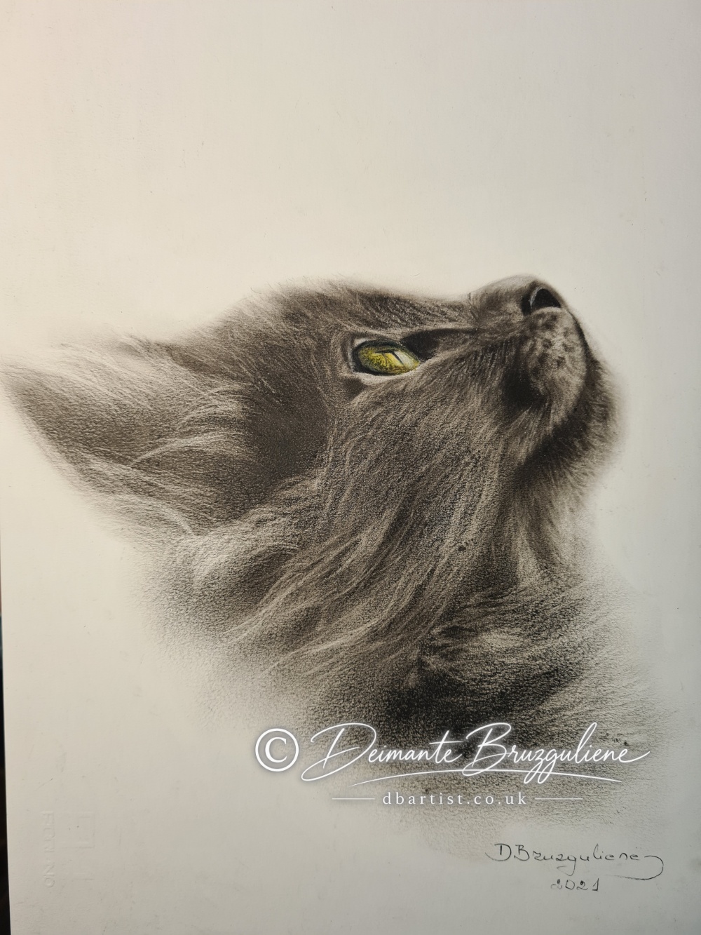 Emerald Reverie, Oil on Paper by Deimante Bruzguliene